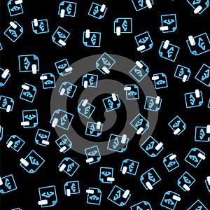 Line PHP file document. Download php button icon isolated seamless pattern on black background. PHP file symbol. Vector