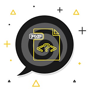 Line PHP file document. Download php button icon isolated on white background. PHP file symbol. Colorful outline concept