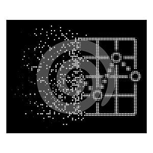 White Dissipated Dot Halftone Line Plot Icon photo