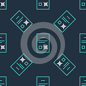 Line Poll document icon isolated seamless pattern on black background. Vector