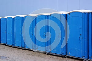 Line of portable toilets