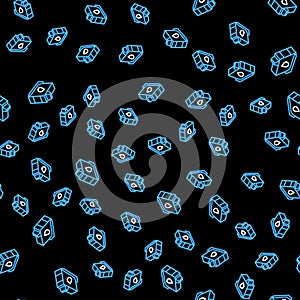Line Printer ink cartridge icon isolated seamless pattern on black background. Vector