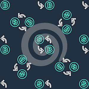 Line Processor chip with dollar icon isolated seamless pattern on black background. CPU, central processing unit