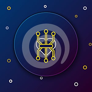 Line Processor icon isolated on blue background. CPU, central processing unit, microchip, microcircuit, computer