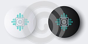 Line Processor icon isolated on grey background. CPU, central processing unit, microchip, microcircuit, computer