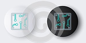 Line Processor icon isolated on grey background. CPU, central processing unit, microchip, microcircuit, computer