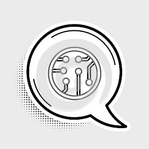 Line Processor icon isolated on grey background. CPU, central processing unit, microchip, microcircuit, computer
