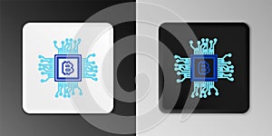 Line Processor icon isolated on grey background. CPU, central processing unit, microchip, microcircuit, computer