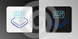 Line Processor icon isolated on grey background. CPU, central processing unit, microchip, microcircuit, computer