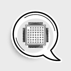 Line Processor icon isolated on grey background. CPU, central processing unit, microchip, microcircuit, computer