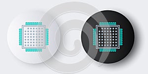 Line Processor icon isolated on grey background. CPU, central processing unit, microchip, microcircuit, computer