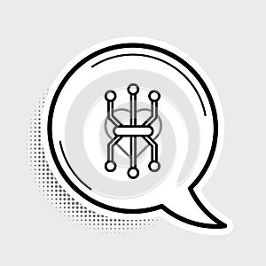 Line Processor icon isolated on grey background. CPU, central processing unit, microchip, microcircuit, computer