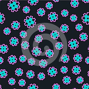 Line Processor icon isolated seamless pattern on black background. CPU, central processing unit, microchip, microcircuit