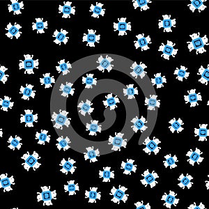 Line Processor icon isolated seamless pattern on black background. CPU, central processing unit, microchip, microcircuit