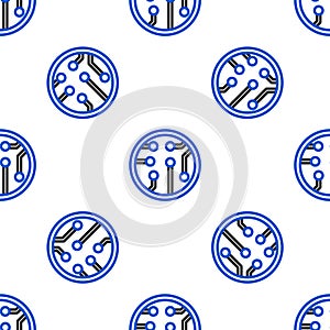 Line Processor icon isolated seamless pattern on white background. CPU, central processing unit, microchip, microcircuit