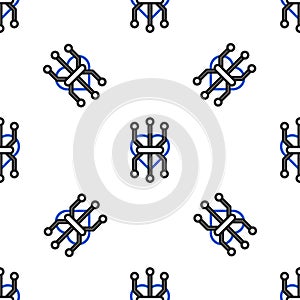 Line Processor icon isolated seamless pattern on white background. CPU, central processing unit, microchip, microcircuit