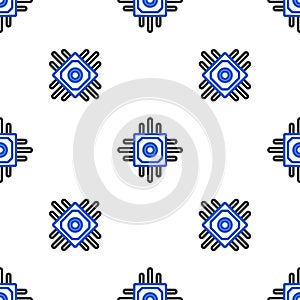 Line Processor icon isolated seamless pattern on white background. CPU, central processing unit, microchip, microcircuit