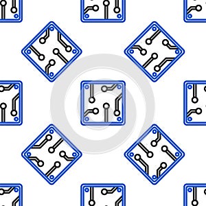 Line Processor icon isolated seamless pattern on white background. CPU, central processing unit, microchip, microcircuit