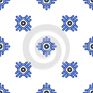 Line Processor icon isolated seamless pattern on white background. CPU, central processing unit, microchip, microcircuit