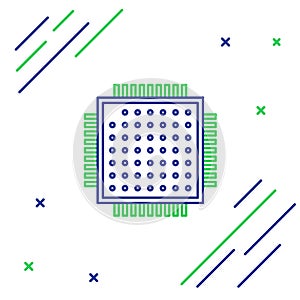 Line Processor icon isolated on white background. CPU, central processing unit, microchip, microcircuit, computer