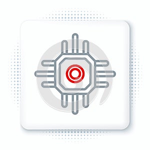 Line Processor icon isolated on white background. CPU, central processing unit, microchip, microcircuit, computer