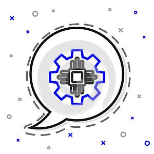 Line Processor icon isolated on white background. CPU, central processing unit, microchip, microcircuit, computer