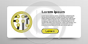Line Processor icon isolated on white background. CPU, central processing unit, microchip, microcircuit, computer