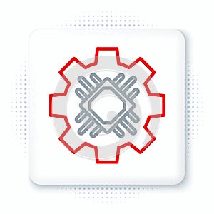 Line Processor icon isolated on white background. CPU, central processing unit, microchip, microcircuit, computer