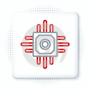Line Processor icon isolated on white background. CPU, central processing unit, microchip, microcircuit, computer