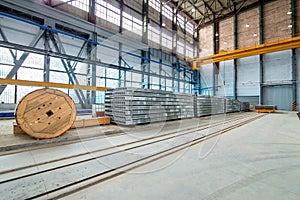 A line for the production of hollow floor slabs.