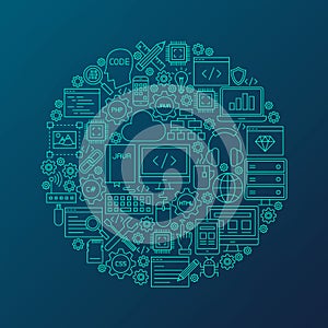 Line Programming Icons Circle
