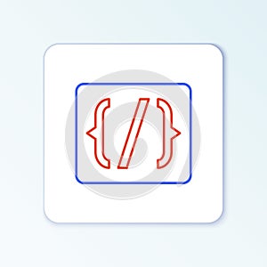 Line Programming language syntax icon isolated on white background. Syntax programming file system. Colorful outline