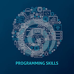 Line Programming Skills Icons Circle