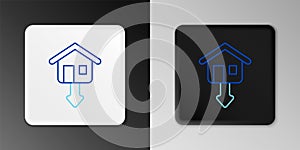 Line Property and housing market collapse icon isolated on grey background. Falling property prices. Real estate stock