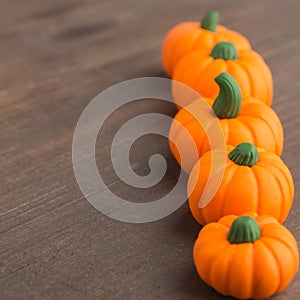 Line of pumpkins with perspective