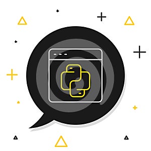 Line Python programming language icon isolated on white background. Python coding language sign on browser. Device