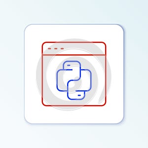 Line Python programming language icon isolated on white background. Python coding language sign on browser. Device