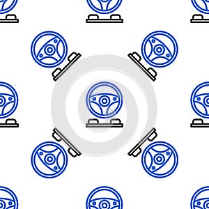 Line Racing simulator cockpit icon isolated seamless pattern on white background. Gaming accessory. Gadget for driving