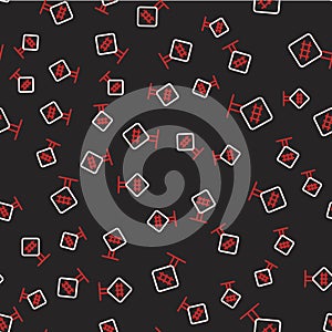 Line Railroad crossing icon isolated seamless pattern on black background. Railway sign. Vector