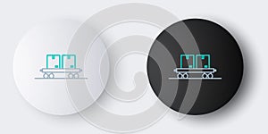 Line Railway carriage icon isolated on grey background. Colorful outline concept. Vector