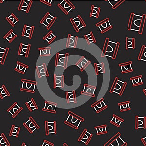 Line Railway tunnel icon isolated seamless pattern on black background. Railroad tunnel. Vector