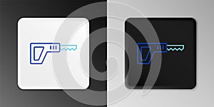 Line Reciprocating saw and saw blade icon isolated on grey background. Colorful outline concept. Vector