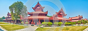 The red buildings of the Royal Palace in Mandalay, Myanmar photo