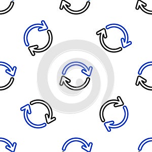 Line Refresh icon isolated seamless pattern on white background. Reload symbol. Rotation arrows in a circle sign