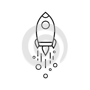 Line rocket or spaceship icon vector logo design black symbol isolated on white background. Vector EPS 10