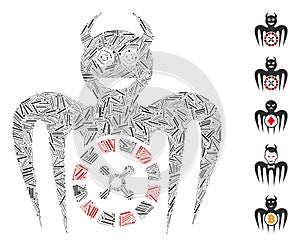 Line Roulette Mad Spectre Devil Icon Vector Mosaic