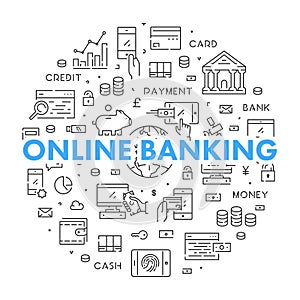 Line round banner for online banking