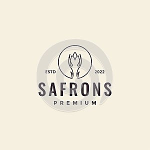 Line safron flower vintage logo