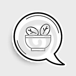 Line Salad in bowl icon isolated on grey background. Fresh vegetable salad. Healthy eating. Colorful outline concept