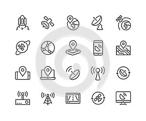 Line Satellite Icons